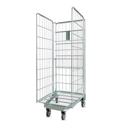 Metal Warehouse Storage Cage Nesting Keamanan Roll Container Trolley Cage