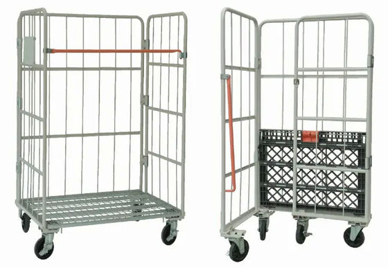 Galvanized Las Gudang Industri Storage Cage Metal Wire Mesh Roll Cage Cart