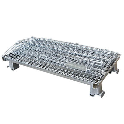 Tumpukan penyimpanan kargo Wire Mesh Warehouse Storage Cage Lipat untuk logistik