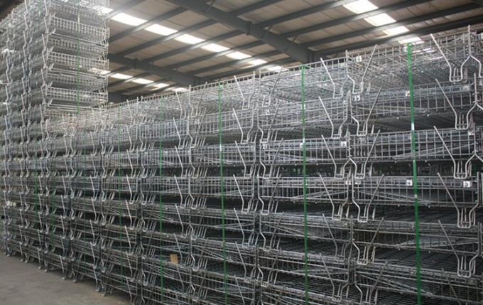 Tumpukan penyimpanan kargo Wire Mesh Warehouse Storage Cage Lipat untuk logistik 8