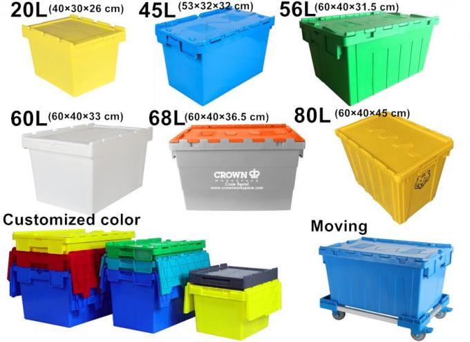 Kemasan Logistik Pindah Plastik Tote Storage Bin Besar Stackable Nestable Dengan Tutup 2