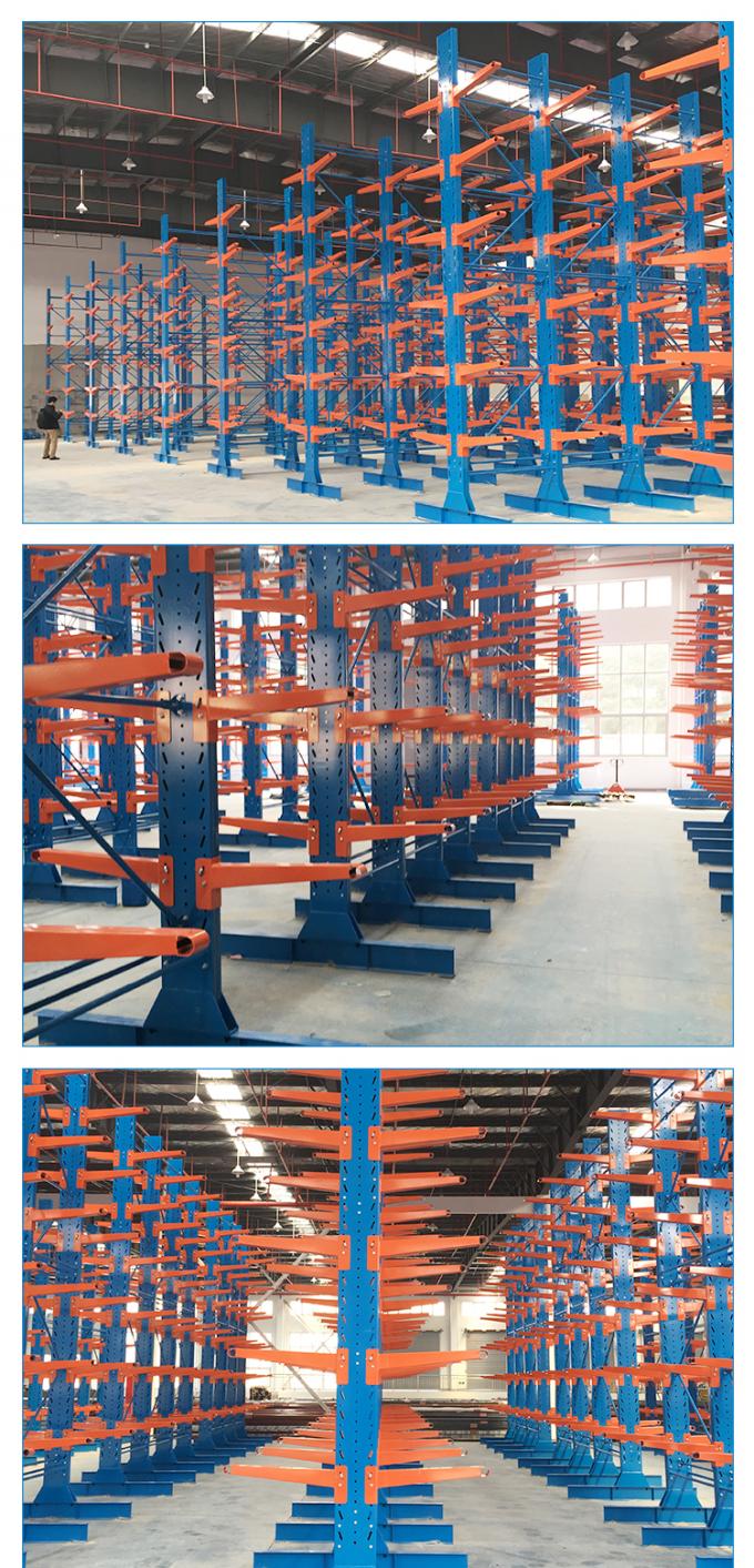 Double Side Heavy Duty Cantilever Steel Racks Disesuaikan Untuk Gudang 1