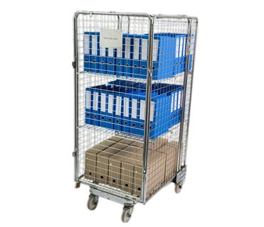 Wire Mesh Steel Nesting Security Roll Cage Trolley Lipat Untuk Penyimpanan Gudang 1
