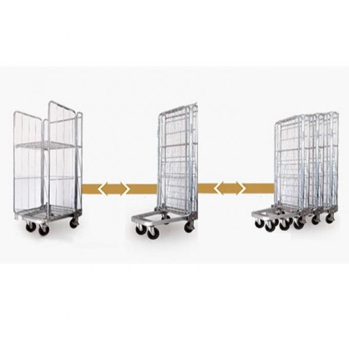 Wire Mesh Steel Nesting Security Roll Cage Trolley Lipat Untuk Penyimpanan Gudang 4