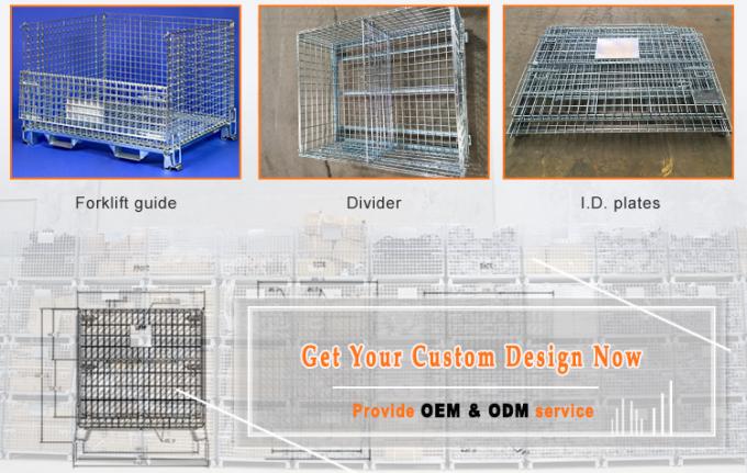 Tumpukan penyimpanan kargo Wire Mesh Warehouse Storage Cage Lipat untuk logistik 3
