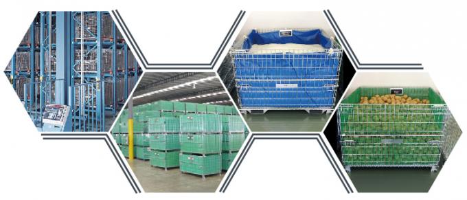 Tumpukan penyimpanan kargo Wire Mesh Warehouse Storage Cage Lipat untuk logistik 6